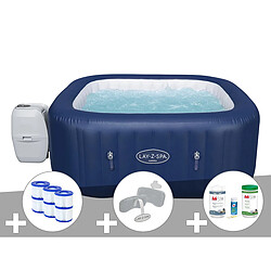 BESTWAY Lay-Z-Spa Hawaii Spa gonflable carré 4 à 6 places - Airjet 140 jets - Duraplus - Filtration 1.3m³/h