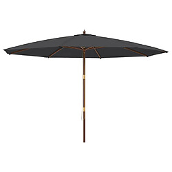 vidaXL Parasol de jardin mât bois - Noir