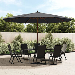 vidaXL Parasol de jardin mât bois - Noir