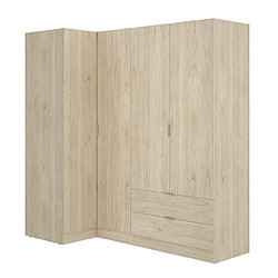 Pegane Armoire d'angle 4 portes - Beige
