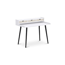 Avis ICONIK INTERIOR Bureau en Bois avec Tiroirs - Design Scandinave - Thora Bois Naturel / Blanc