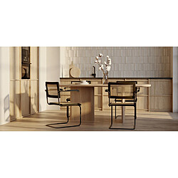 ICONIK INTERIOR iconik_interior Chaise Bois & Rotin Noir pas cher