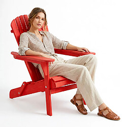 ICONIK INTERIOR Chaise d'extérieur en bois avec accoudoirs - Chaise de jardin Adirondack - Adirondack Bleu pas cher