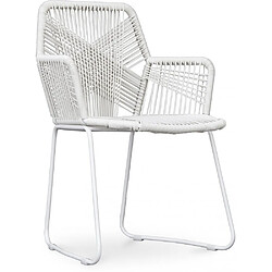 ICONIK INTERIOR Chaise d'extérieur avec accoudoirs - Chaise de jardin - Multicolore - Frony Blanc