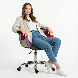 Avis ICONIK INTERIOR Chaise de bureau avec accoudoirs - Chaise de bureau à roulettes - Tapissée en patchwork - Ray Multicolore