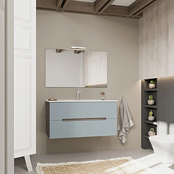 Kiamami Valentina Meuble salle de bain 100 cm Bleu et chêne Meuble salle de bain - Tiroirs bleu mat - Chêne naturel - Largeur 100 cm - Lavabo céramique inclus