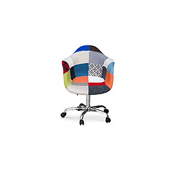 ICONIK INTERIOR Chaise de bureau avec accoudoirs - Chaise de bureau à roulettes - Tapissée en patchwork - Pixi Multicolore pas cher