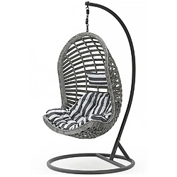 ICONIK INTERIOR Chaise suspendue de jardin Boho Bali - Bali Design - Balançoire - Delsin Gris Chaise suspendue de jardin - style bohème - en rotin - balancelle