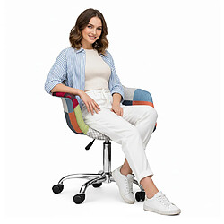 Avis ICONIK INTERIOR Chaise de bureau avec accoudoirs - Chaise de bureau à roulettes - Tapissée en patchwork - Pixi Multicolore