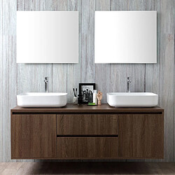 Kiamami Valentina Meuble de salle de bain suspendu Siena - Noyer foncé