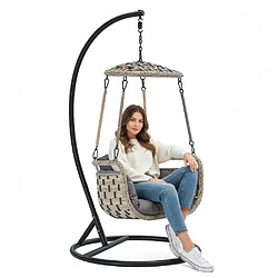 ICONIK INTERIOR Chaise de jardin suspendue - Balançoire - Adan Gris