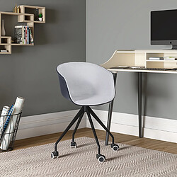 Avis ICONIK INTERIOR Chaise de bureau tapissée avec accoudoirs - Chaise de bureau à roulettes - Noir et blanc - Jodie Gris clair