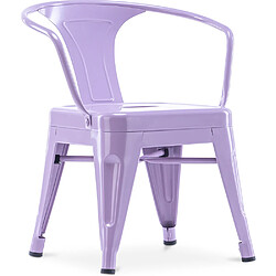 ICONIK INTERIOR Chaise enfant avec accoudoirs - Chaise enfant design industriel - Acier - Stylix Violet