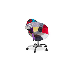 ICONIK INTERIOR Chaise de bureau avec accoudoirs - Chaise de bureau à roulettes - Tapissée en patchwork - Ray Multicolore pas cher