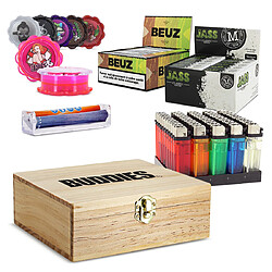 Pack Roll Tray Spliff Box T3 Coffret fumeur complet - 50 carnets feuilles Slim - 50 boîtes filtres Jass - Moulin et rouleuse inclus