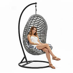 Avis ICONIK INTERIOR Chaise suspendue de jardin Boho Bali - Bali Design - Balançoire - Delsin Gris