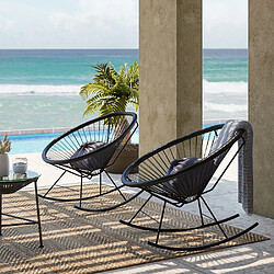 ICONIK INTERIOR Chaise d'extérieur - Chaise à bascule de jardin - Nouvelle édition - Acapulco Bleu foncé