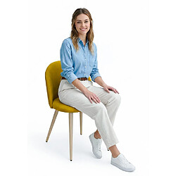 Acheter ICONIK INTERIOR Chaise de salle à manger - Tapissée en tissu - Style scandinave - Evelyne Jaune