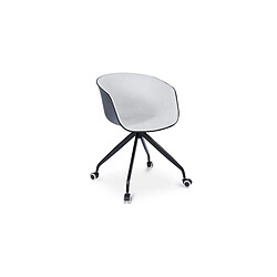 Acheter ICONIK INTERIOR Chaise de bureau tapissée avec accoudoirs - Chaise de bureau à roulettes - Noir et blanc - Jodie Gris clair