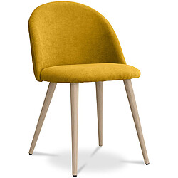Avis ICONIK INTERIOR Chaise de salle à manger - Tapissée en tissu - Style scandinave - Evelyne Jaune