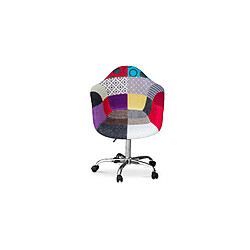 Acheter ICONIK INTERIOR Chaise de bureau avec accoudoirs - Chaise de bureau à roulettes - Tapissée en patchwork - Ray Multicolore