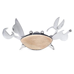 Kikkerland Crabe Multi-outils Outil multifonctions 9 en 1 - Dimensions fermé : 6.5 x 3.5 x 3 cm - Matières : bois et inox