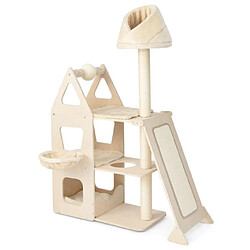 Helloshop26 Arbre à chat tour en bois massif 155 cm beige