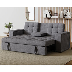 Concept Usine Canapé 3 places convertible gris velours côtelé NOHO