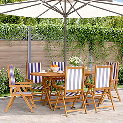 vidaXL Chaises pliantes de jardin - Tissu et bois massif Chaises d'extérieur - Lot de 4 - Bois d'acacia solide - Faciles à plier - Design pratique