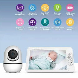 Acheter Babyphone Camera Écran 7 Pouces Vision Nocturne Audio Bidirectionnel 300m Noir YONIS