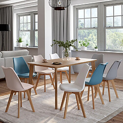SARA Mix Color Pastel IDMARKET - Chaises scandinaves - Polypropylène - Pieds bois d'Hévéa - Design nordique - Lot de 8
