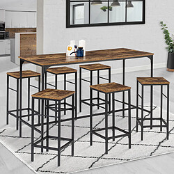 Idmarket Table haute DAYTON + 6 tabourets