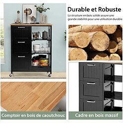 helloshop26 Desserte 67 x 37 x 82,5 cm blanc/noir