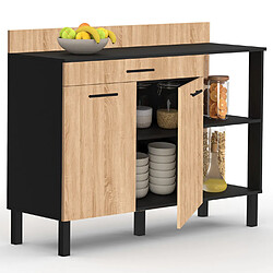 Acheter Idmarket Buffet CINA 120 cm Noir et Hêtre