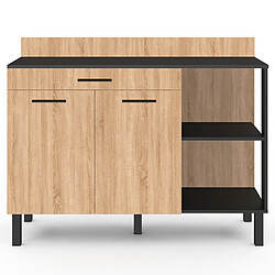 Avis Idmarket Buffet CINA 120 cm Noir et Hêtre