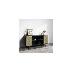 ICONIK INTERIOR Buffet en Bois Naturel - Stile Vintage - Noir - Edan Noir