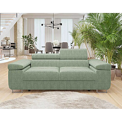 BESTMOBILIER Pablo - Vert Sauge Canapé droit 2 places - Velours côtelé - Têtières ajustables - Pieds métal chromé