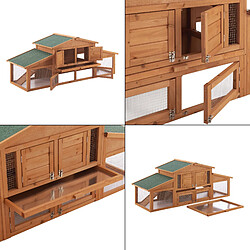 Acheter Helloshop26 Clapier à Deux Niveaux - 180 cm - Sapin Naturel