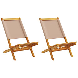 vidaXL Chaises de jardin taupe - Lot de 2