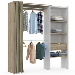 Idmarket MARKET MARTY Dressing extensible - Blanc et bois