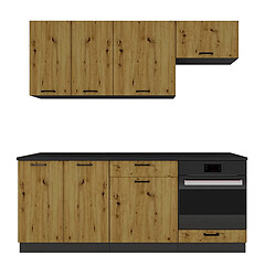 Pegane Cuisine ANIA 6 éléments - Chêne Artisan/Graphite