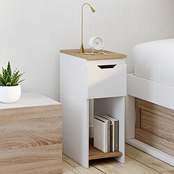 Idmarket MARKET Lot de 2 tables de chevet - ANOUK 1 tiroir blanc et bois