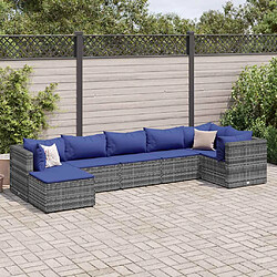 vidaXL Salon de jardin 7 pcs - Gris