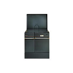 GODIN 240162NOIRPOLI Cuisinière à bois - 10kW - Bûche 50cm - Four émaillé - Acier noir - Fonte