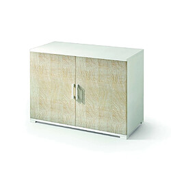 kiamami valentina Meuble de rangement avec double porte - Blanc et chêne