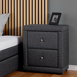 Homestyle4u Table de chevet 2 tiroirs - Gris foncé