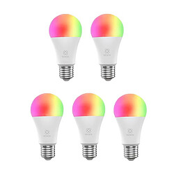 Woox R9074-5pack Pack de 5 ampoules LED E27 - Wi-Fi - RGB+CCT 2700-6500K - Assistants vocaux - 806 lumens