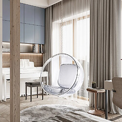 ICONIK INTERIOR Fauteuil suspendu design - Revêtement en similicuir - Popi Argenté