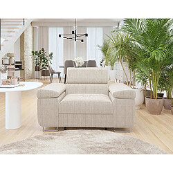 BESTMOBILIER Pablo Fauteuil Fauteuil en velours côtelé - Têtière ajustable - Couleur beige - Style moderne