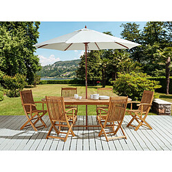 BELIANI Table avec chaises et parasol MAUI - Bois clair